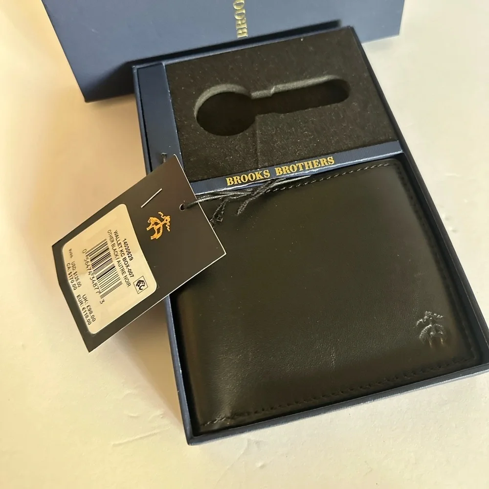 Brooks Brothers Classic Black Sheep Leather Wallet
